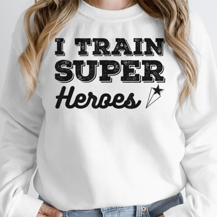 I Train Superheroes For Teacher Coach Men Women Women Crewneck Sweatshirt, funny design I Train Superheroes For Teacher Coach Men Women Women Crewneck Sweatshirt, funny design