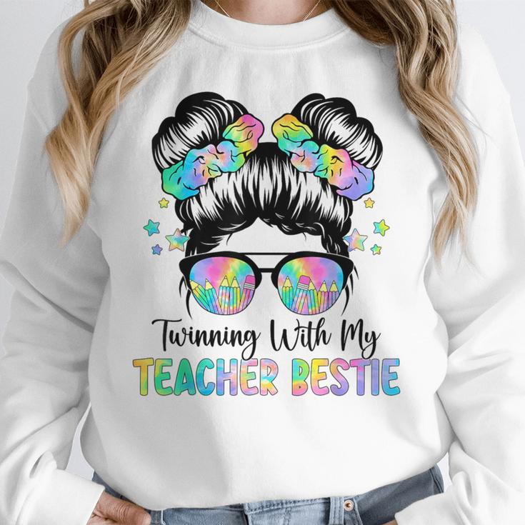 Twin Day Friends Teacher Twinning With My Bestie Women Crewneck Sweatshirt, Friend Gifts, funny design Twin Day Friends Teacher Twinning With My Bestie Women Crewneck Sweatshirt, Friend Gifts, funny design