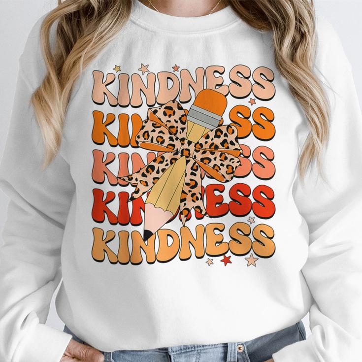 Unity Day Orange Kindness Teacher Bow Anti Bullying Be Kind Women Crewneck Sweatshirt, funny design