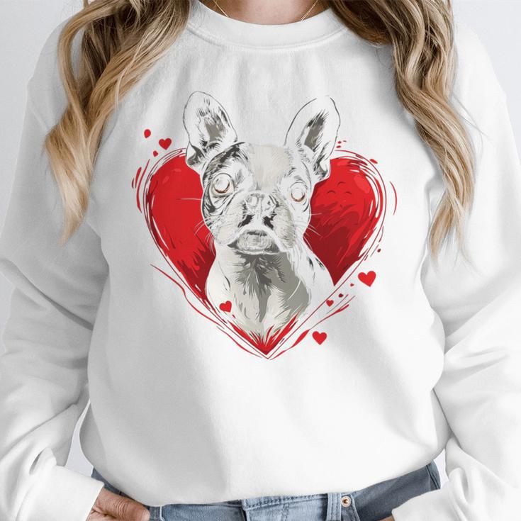 Valentine's Day Boston Terrier Dog Women Crewneck Sweatshirt, funny design