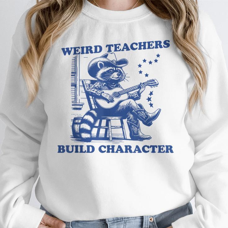 Weird Teachers Build Character Shirt Raccoon Teacher Women Crewneck Sweatshirt, funny design Weird Teachers Build Character Shirt Raccoon Teacher Women Crewneck Sweatshirt, funny design
