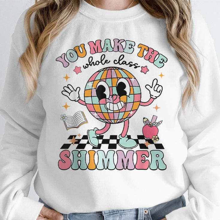 You Make The Whole Class Shimmer Teacher Era Back To School Women Crewneck Sweatshirt, funny design