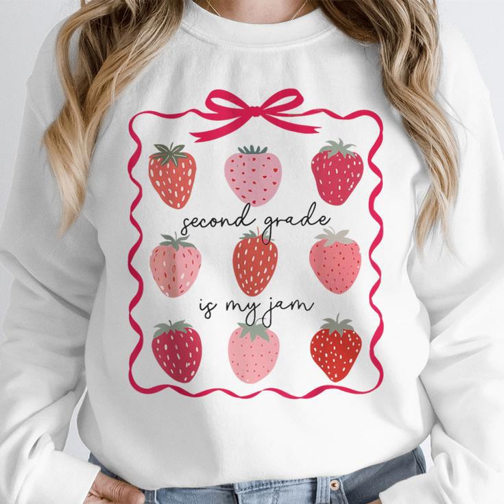 Women Second Grade Is My Jam Strawberry First Kids Teacher Women Crewneck Sweatshirt, First Grade Teacher Gifts, funny design Women Second Grade Is My Jam Strawberry First Kids Teacher Women Crewneck Sweatshirt, First Grade Teacher Gifts, funny design