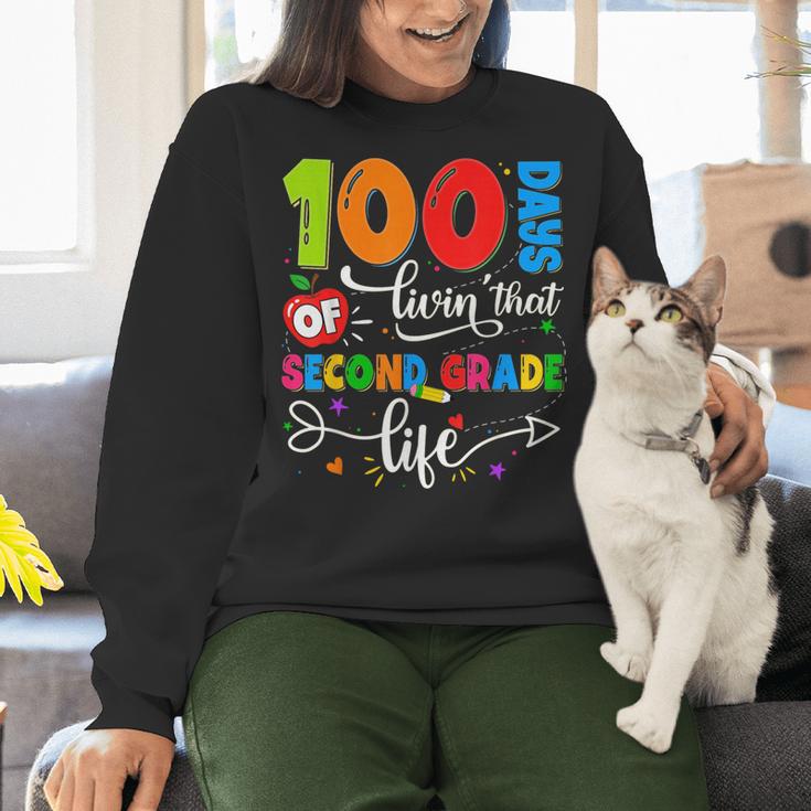 100 Days Of Living That 2nd Grade Life Boy Girl Teacher Women Crewneck Sweatshirt, 2nd Grade Teacher Sweatshirts, gift for family, gift for coworker 100 Days Of Living That 2nd Grade Life Boy Girl Teacher Women Crewneck Sweatshirt, 2nd Grade Teacher Sweatshirts, gift for family, gift for coworker