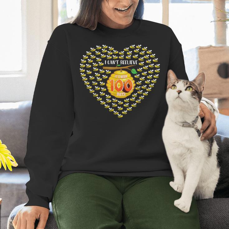100 Days Of School Bee Hive Tree Hearts Teachers Student Kid Women Crewneck Sweatshirt, gift for family, gift for coworker