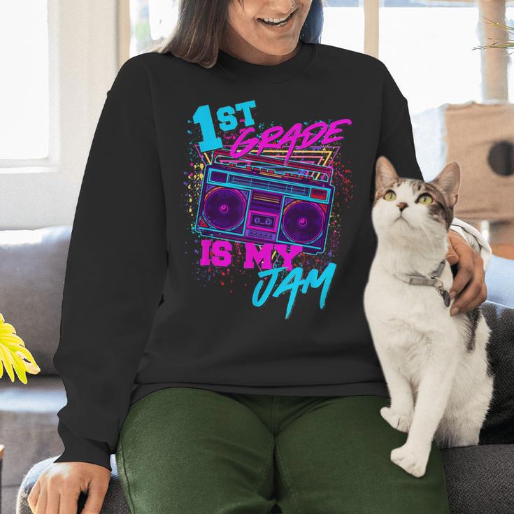 1st Grade Is My Jam Vintage 80s 80's Teacher Student Retro Women Crewneck Sweatshirt, gift for family, gift for coworker