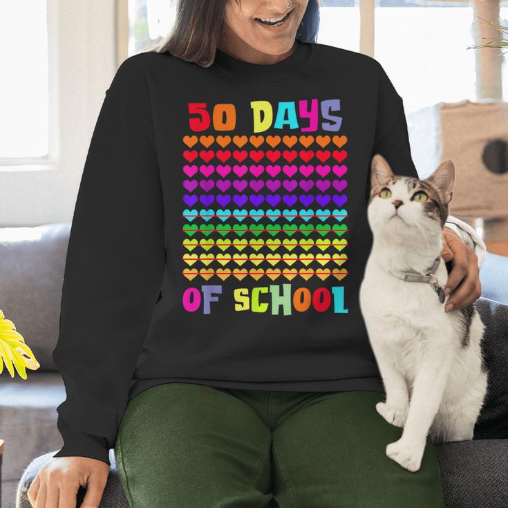 50 Days Of School Hearts Teacher Happy 50th Day Of School Women Crewneck Sweatshirt, gift for family, gift for coworker 50 Days Of School Hearts Teacher Happy 50th Day Of School Women Crewneck Sweatshirt, gift for family, gift for coworker