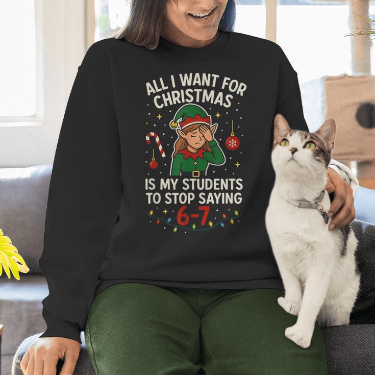 6-7 Students Saying 67 Xmas Six Seven Teacher Christmas Women Crewneck Sweatshirt, gift for family, gift for coworker 6-7 Students Saying 67 Xmas Six Seven Teacher Christmas Women Crewneck Sweatshirt, gift for family, gift for coworker