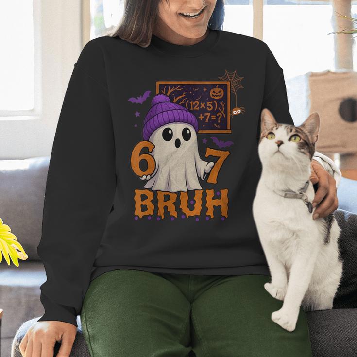 67 Teacher Halloween Ghost Six Seven Meme Math Equation Bruh Women Crewneck Sweatshirt, gift for family, gift for coworker