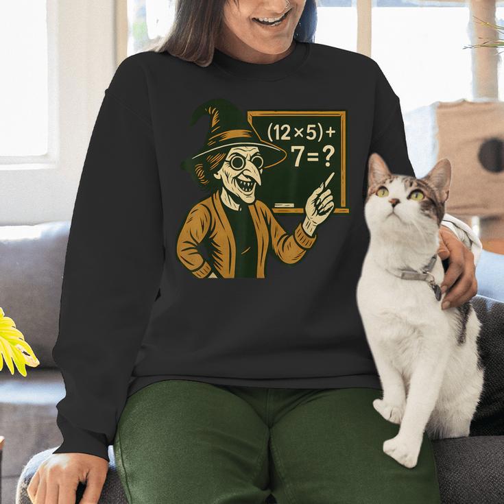 67 Teacher Halloween Witch Six Seven Meme Brainrot Math Joke Women Crewneck Sweatshirt, gift for family, gift for coworker