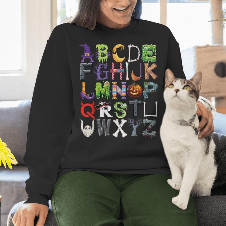 ABCs Alphabet Halloween Learning Kindergarten Teachers Women Crewneck Sweatshirt, gift for family, gift for coworker ABCs Alphabet Halloween Learning Kindergarten Teachers Women Crewneck Sweatshirt, gift for family, gift for coworker