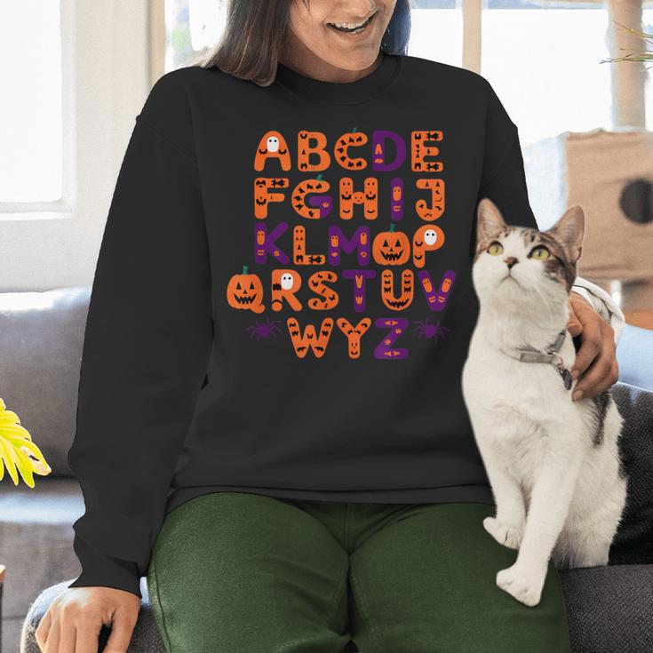 ABCs Learning Kindergarten Teacher Halloween Alphabet Women Crewneck Sweatshirt, gift for family, gift for coworker