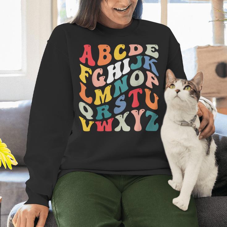 Alphabet Hi Back To School ABC Pre K Kindergarten Teacher Women Crewneck Sweatshirt, gift for family, gift for coworker