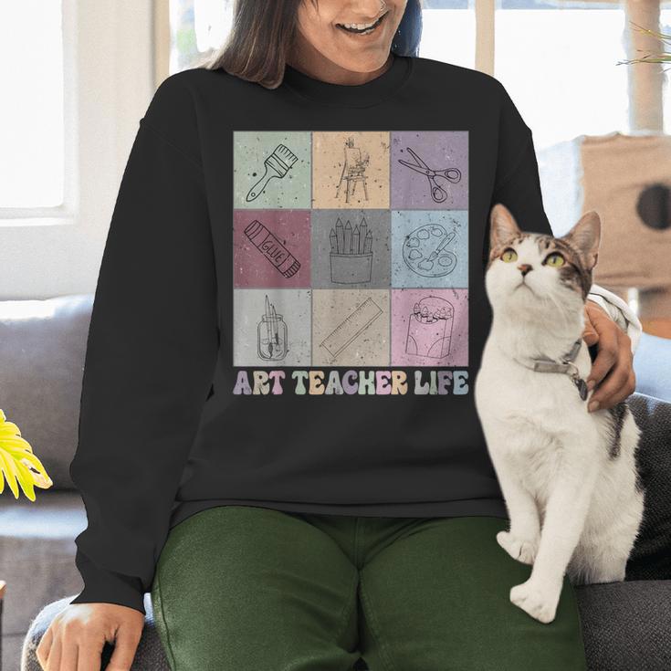 Art Teacher Life Retro Groovy Teaching Future Artists Women Crewneck Sweatshirt, Future Teacher Sweatshirts, Groovy Teacher Sweatshirts, gift for family, gift for coworker
