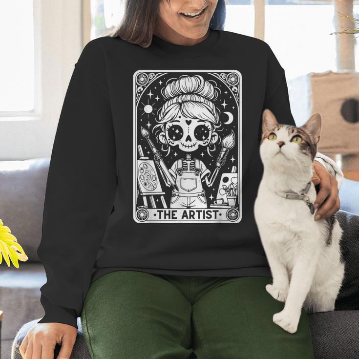 Artist Tarot Card Skeleton Painter Art Teacher Witchy Women Crewneck Sweatshirt, gift for family, gift for coworker Artist Tarot Card Skeleton Painter Art Teacher Witchy Women Crewneck Sweatshirt, gift for family, gift for coworker