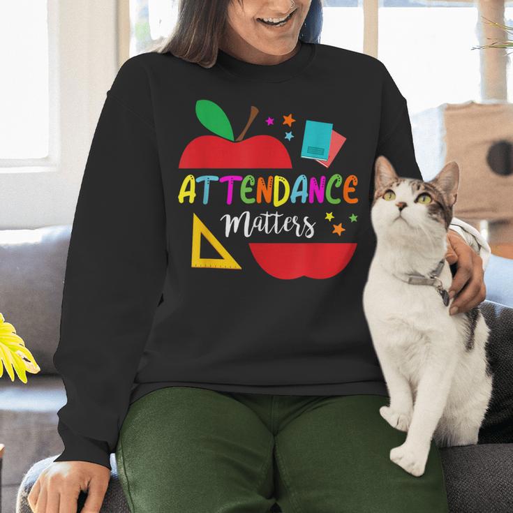Attendance Matters Teacher Apple For Back To School Women Crewneck Sweatshirt, gift for family, gift for coworker