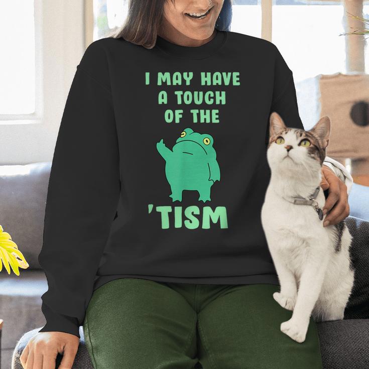 Autism Awareness Neurodiversity Teacher Frog I May Have A Touch Of The Tism Neurodivergent Small Women Crewneck Sweatshirt, gift for family, gift for coworker Autism Awareness Neurodiversity Teacher Frog I May Have A Touch Of The Tism Neurodivergent Small Women Crewneck Sweatshirt, gift for family, gift for coworker