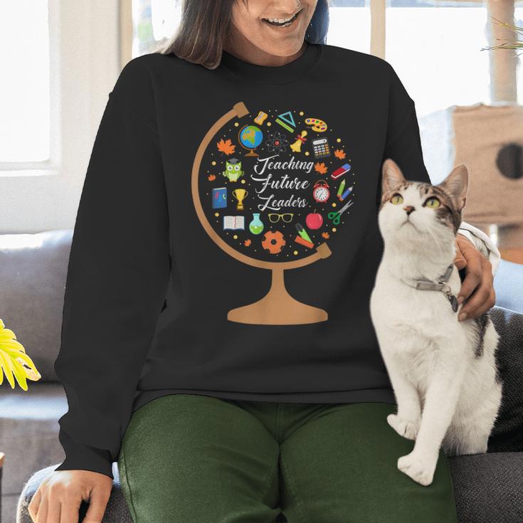 Awesome Teachers T Shirt Teaching Future Leaders Globe For Men Women Women Crewneck Sweatshirt, gift for family, gift for coworker