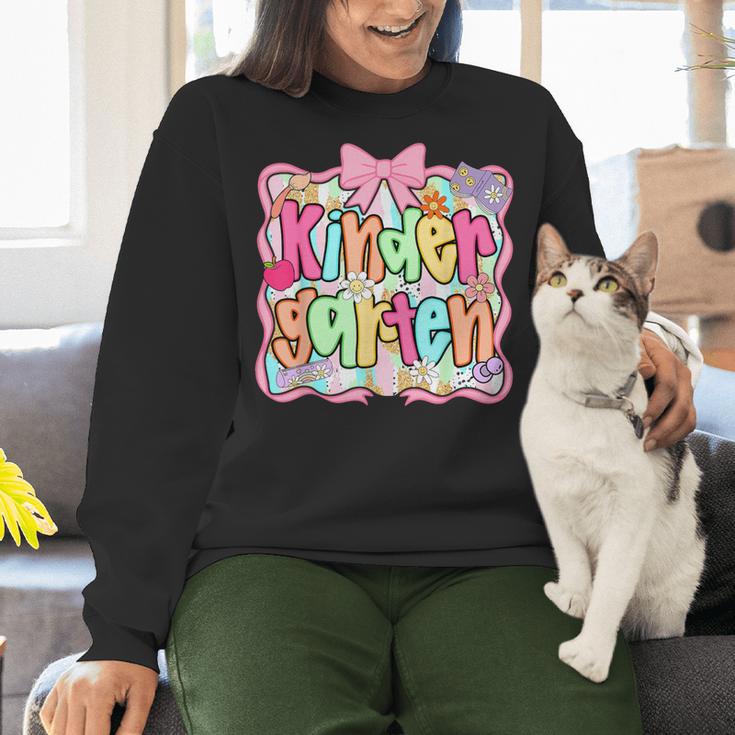 Back To School Kindergarten Preppy Teacher Girl Women Crewneck Sweatshirt, gift for family, gift for coworker Back To School Kindergarten Preppy Teacher Girl Women Crewneck Sweatshirt, gift for family, gift for coworker