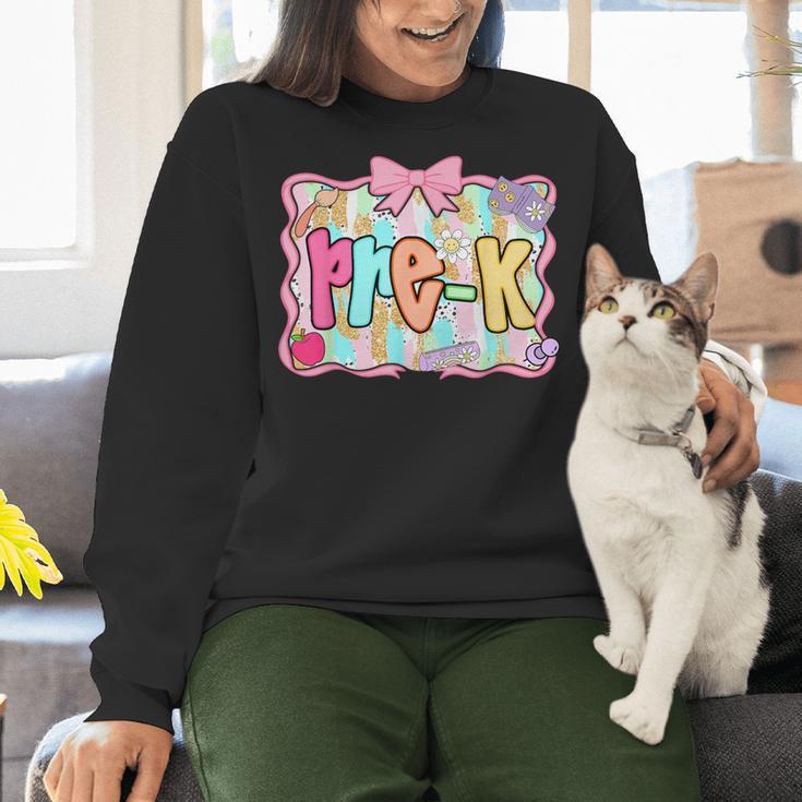 Back To School Pre-K Preppy Teacher Girl Women Crewneck Sweatshirt, gift for family, gift for coworker