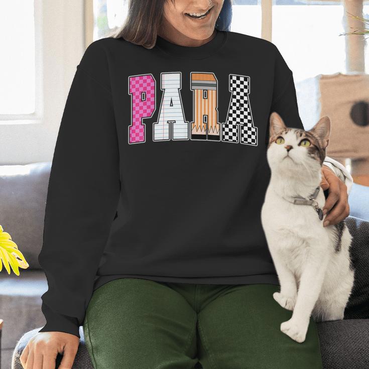 Back To School Teacher Para Preppy Checkered Para Life Women Crewneck Sweatshirt, gift for family, gift for coworker