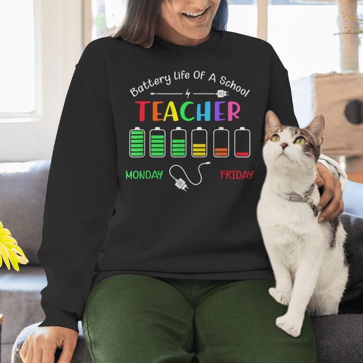 Battery Life Of A School Teacher Monday To Friday For Men Women Women Crewneck Sweatshirt, gift for family, gift for coworker