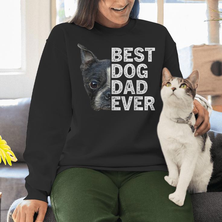 Best Dog Dad Ever Boston Terrier Dog Lover For Dad Men Women Girls Kids Women Crewneck Sweatshirt, Boston Terrier Dad Sweatshirts, gift for family, gift for coworker