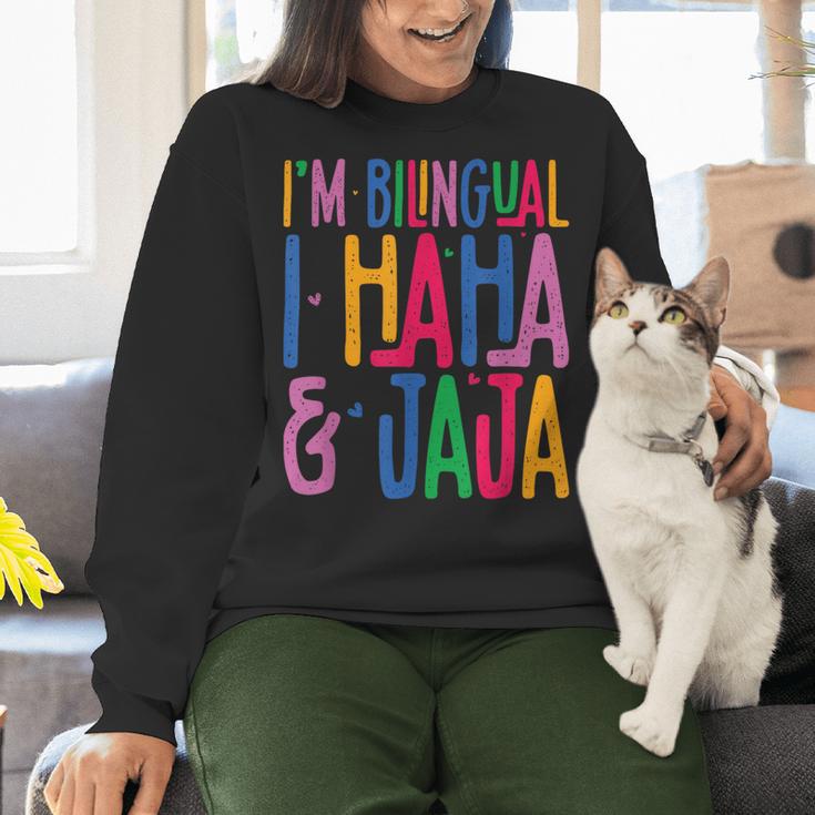 I Am Bilingual I Haha And Jaja Latina Latino Spanish Teacher Women Crewneck Sweatshirt, gift for family, gift for coworker I Am Bilingual I Haha And Jaja Latina Latino Spanish Teacher Women Crewneck Sweatshirt, gift for family, gift for coworker