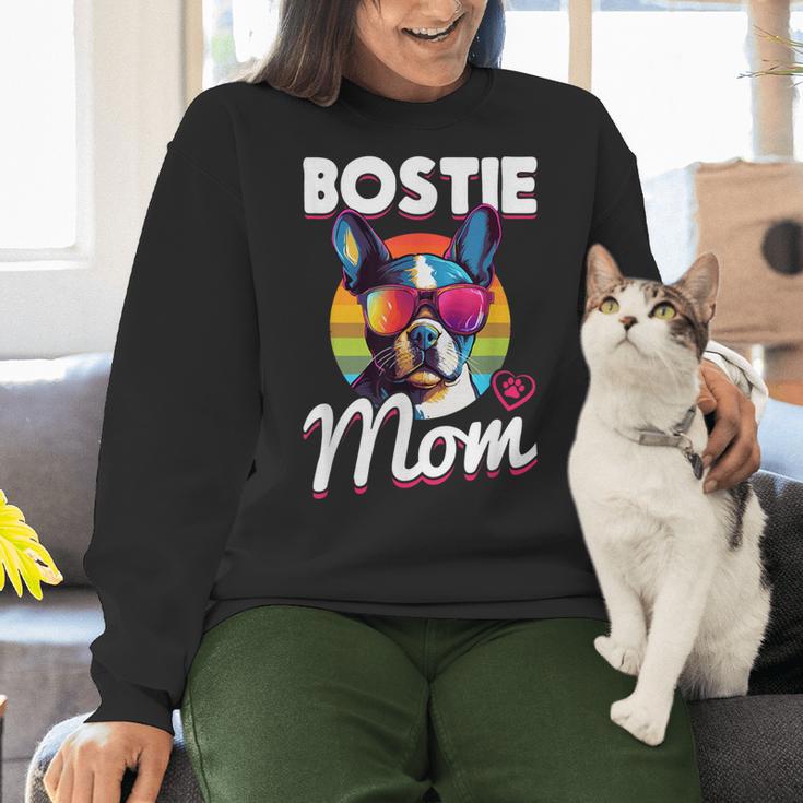 Boston Terrier Bostie Dog Breed Pet Bostie Mom Women Crewneck Sweatshirt, Boston Terrier Mom Sweatshirts, gift for family, gift for coworker