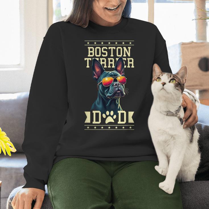 Boston Terrier Dad Boston Bull Bostie Dog Women Crewneck Sweatshirt, Boston Terrier Dad Sweatshirts, gift for family, gift for coworker