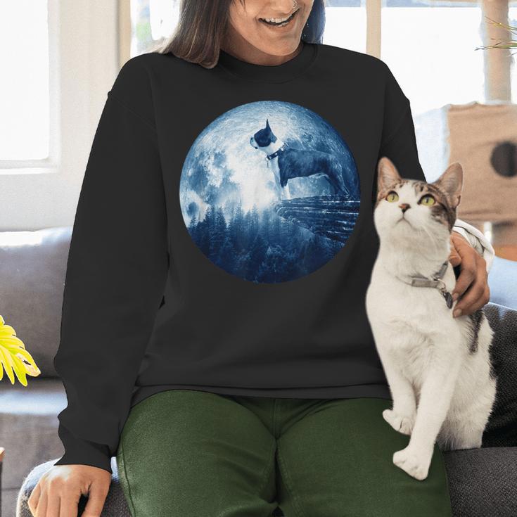 Boston Terrier Dog Moon Dog Mom Dad Women Men Dog Lovers Women Crewneck Sweatshirt, Boston Terrier Mom Sweatshirts, Boston Terrier Dad Sweatshirts, gift for family, gift for coworker