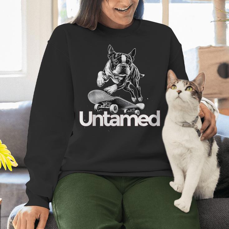 Boston Terrier Dog Untamed For Men Women Women Crewneck Sweatshirt, gift for family, gift for coworker
