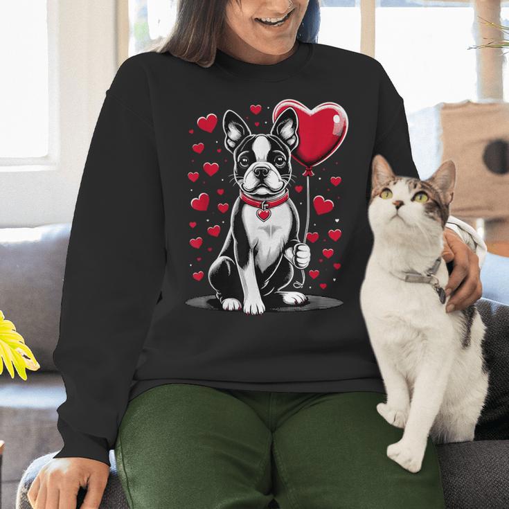 Boston Terrier Dog Valentine's Day Dog Owner Valentine Women Crewneck Sweatshirt, gift for family, gift for coworker