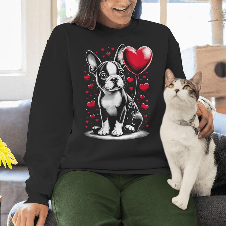 Boston Terrier Dog Valentine's Day Dog Owner Women Crewneck Sweatshirt, gift for family, gift for coworker