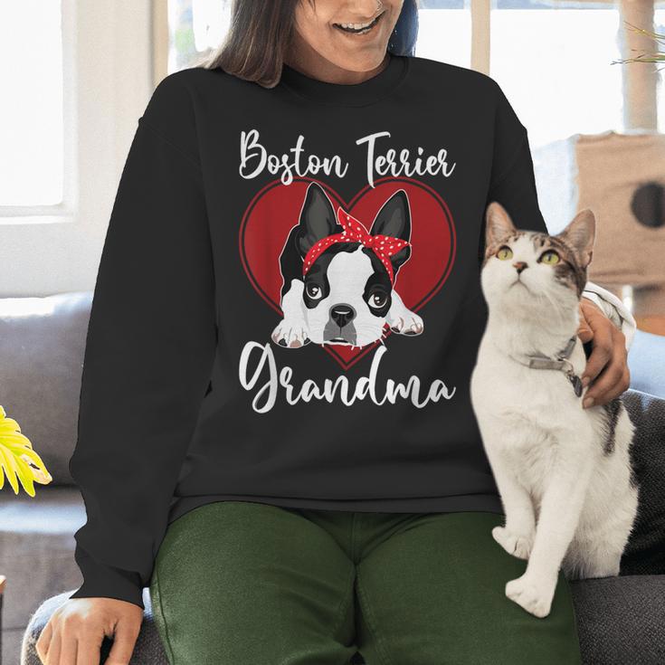 Boston Terrier Grandma Dog Owner Boston Terrier For Men Women Women Crewneck Sweatshirt, gift for family, gift for coworker