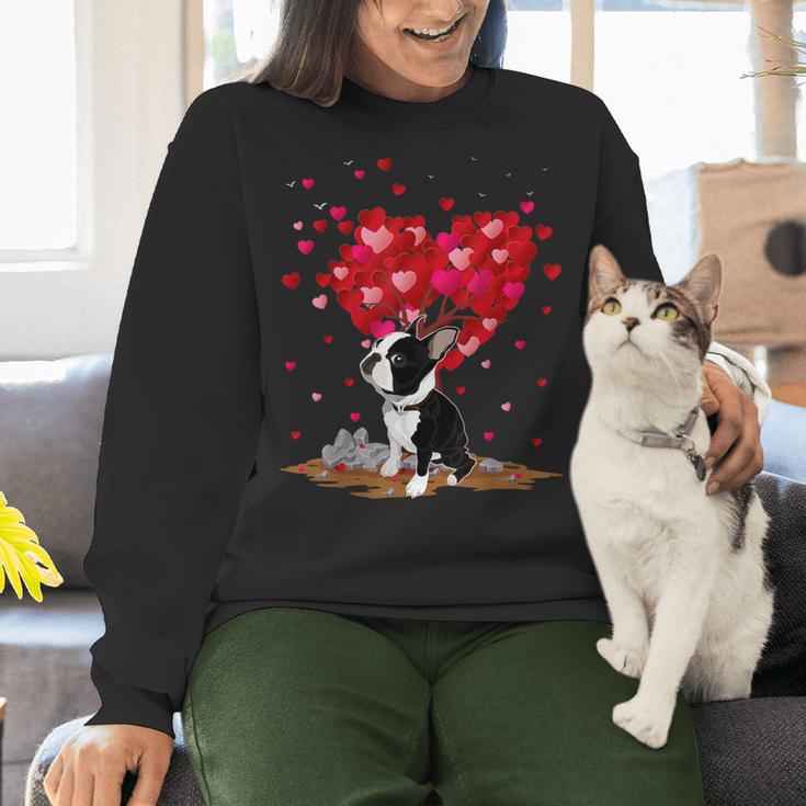 Boston Terrier Lover Heart Shape Boston Terrier Valentine Women Crewneck Sweatshirt, gift for family, gift for coworker