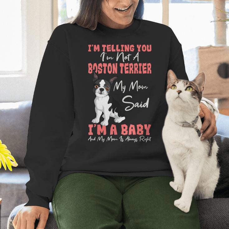 Boston Terrier Mom American Gentleman Dog Lover Mother's Day Women Crewneck Sweatshirt, Boston Terrier Mom Sweatshirts, American Boston Terrier Sweatshirts, gift for family, gift for coworker