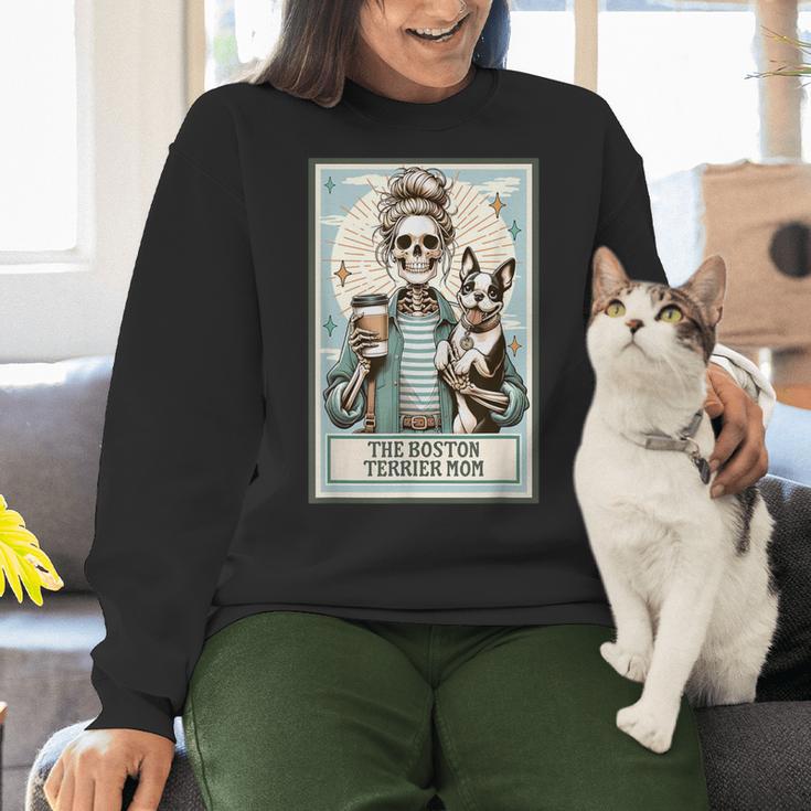 The Boston Terrier Mom Skeleton Spooky Season Halloween Women Crewneck Sweatshirt, Boston Terrier Mom Sweatshirts, Boston Terrier Halloween Sweatshirts, gift for family, gift for coworker