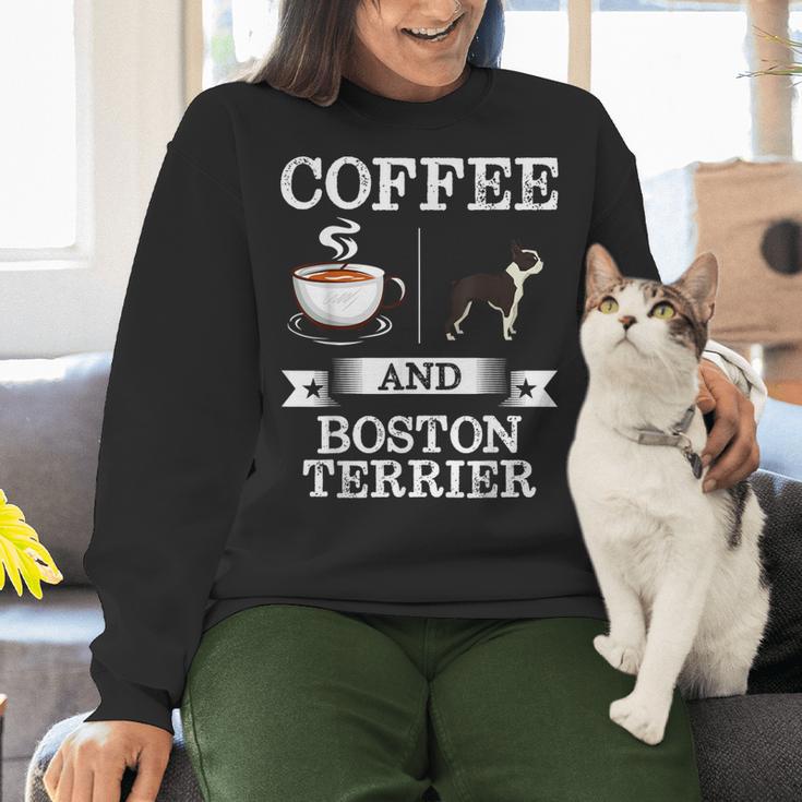 Boston Terrier Shirt Coffee And Boston Terrier Cute Dog For Men Women Girls Kids Women Crewneck Sweatshirt, gift for family, gift for coworker
