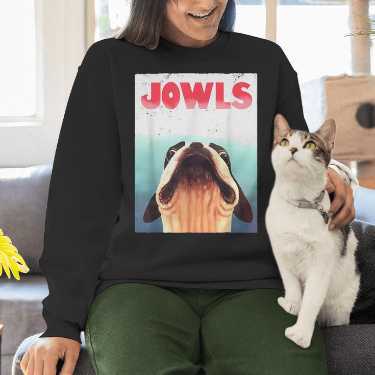 Boston Terriers Jowls Dog Mom Dog Dad Women Crewneck Sweatshirt, gift for family, gift for coworker