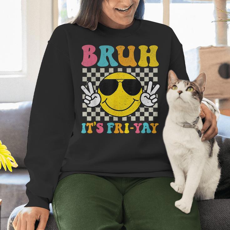 Bruh It's Fri-Yay Friday Weekend Smile Face Teacher Student Women Crewneck Sweatshirt, gift for family, gift for coworker Bruh It's Fri-Yay Friday Weekend Smile Face Teacher Student Women Crewneck Sweatshirt, gift for family, gift for coworker