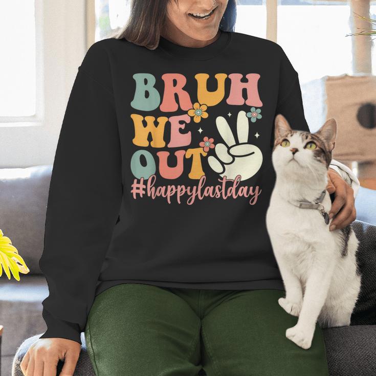 Bruh We Out Teacher Retro Last Day Of School Boys Girls Kids Women Crewneck Sweatshirt, gift for family, gift for coworker Bruh We Out Teacher Retro Last Day Of School Boys Girls Kids Women Crewneck Sweatshirt, gift for family, gift for coworker