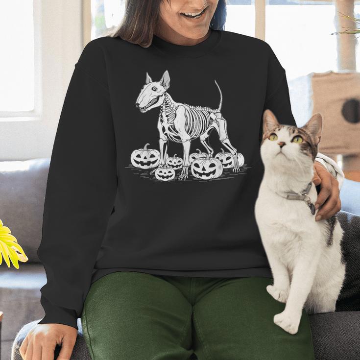 Bull Terrier Skeleton Birthday Halloween Kids Women Crewneck Sweatshirt, gift for family, gift for coworker