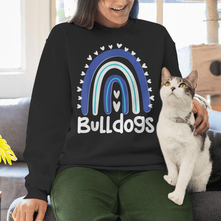 Bulldogs School Mascot Rainbow Teacher Lover Women Crewneck Sweatshirt, gift for family, gift for coworker