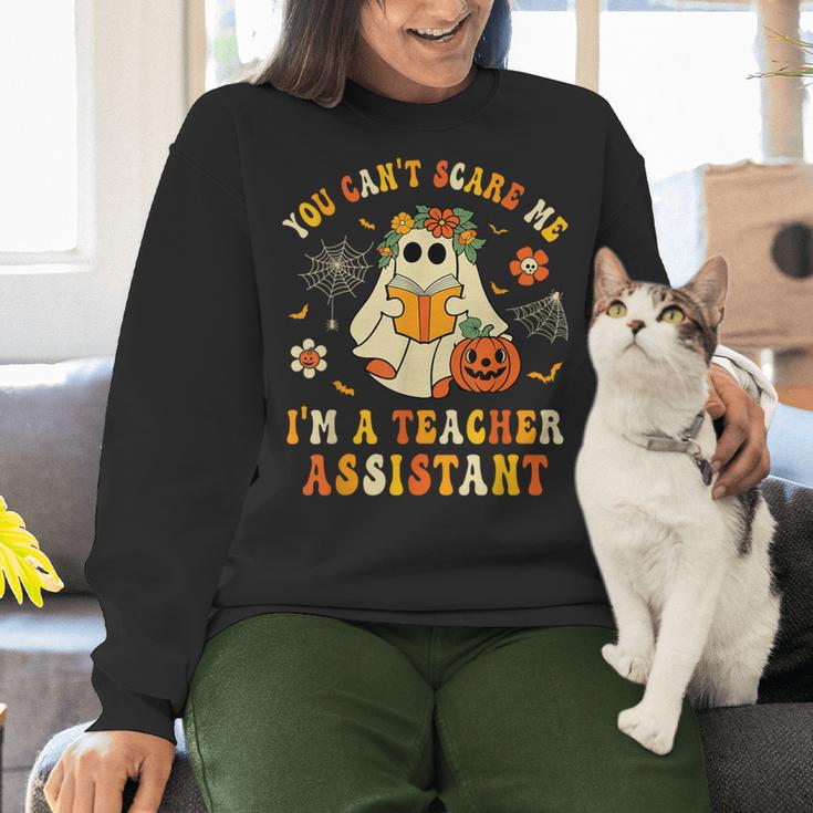 You Can't Scare Me I'm A School Teachers Assistant Halloween Women Crewneck Sweatshirt, gift for family, gift for coworker