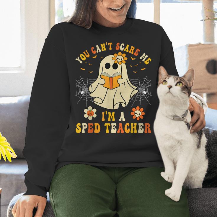 You Can't Scare Me I'm A SPED Teacher Halloween Ghost Women Crewneck Sweatshirt, gift for family, gift for coworker