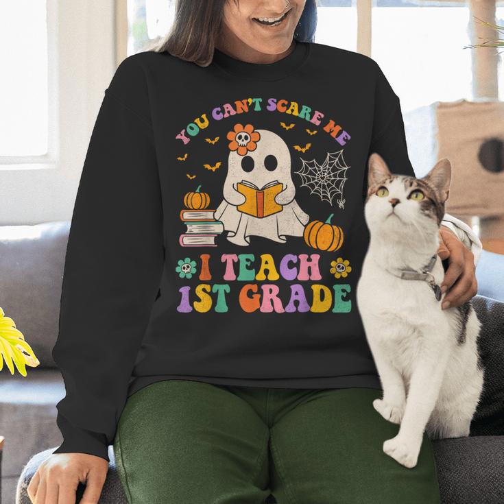 You Can't Scare Me I Teach 1st Grade Teacher Halloween Ghost Women Crewneck Sweatshirt, gift for family, gift for coworker You Can't Scare Me I Teach 1st Grade Teacher Halloween Ghost Women Crewneck Sweatshirt, gift for family, gift for coworker
