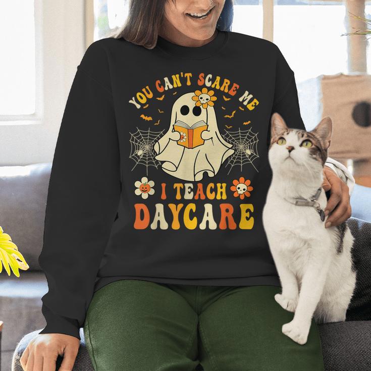 You Can’t Scare Me I Teach Daycare Teacher Halloween Ghost Women Crewneck Sweatshirt, gift for family, gift for coworker
