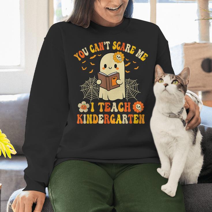 You Can't Scare Me I Teach Kindergarten Halloween Teacher Women Crewneck Sweatshirt, gift for family, gift for coworker