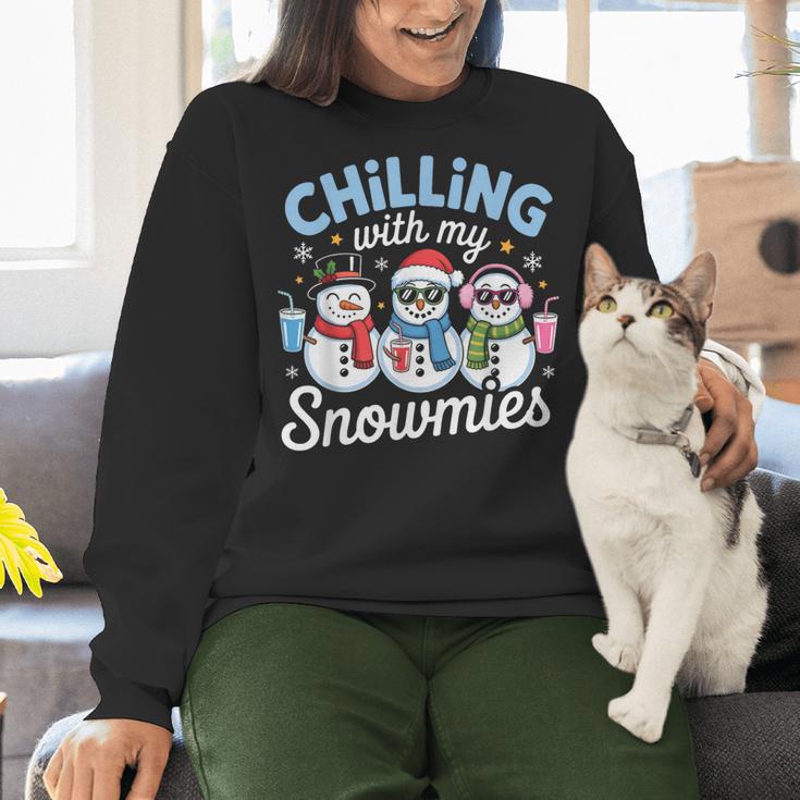 Chillin With My Snowmie Women Christmas Snowman Teacher Snow Women Crewneck Sweatshirt, gift for family, gift for coworker Chillin With My Snowmie Women Christmas Snowman Teacher Snow Women Crewneck Sweatshirt, gift for family, gift for coworker